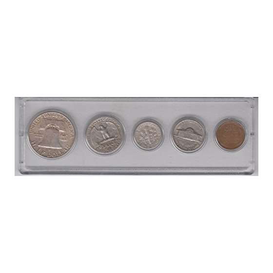 1958 Birth Year Coin Set 5 Coins-Half Dollar, Quar