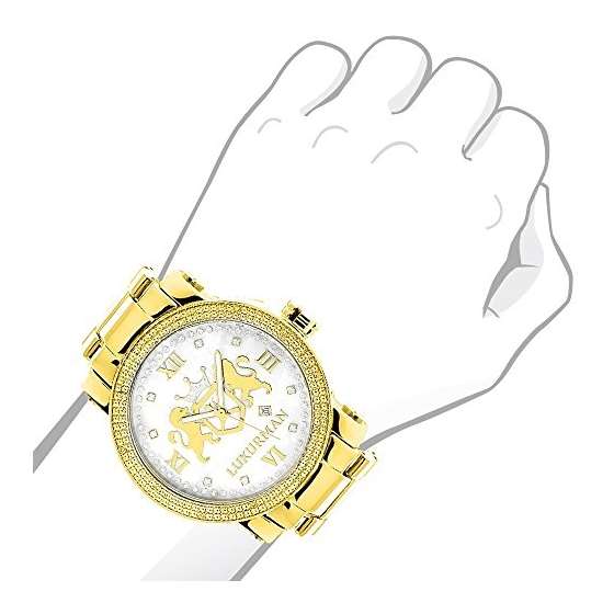 Yellow Gold Plated Diamond Watch For Men By Phan-3