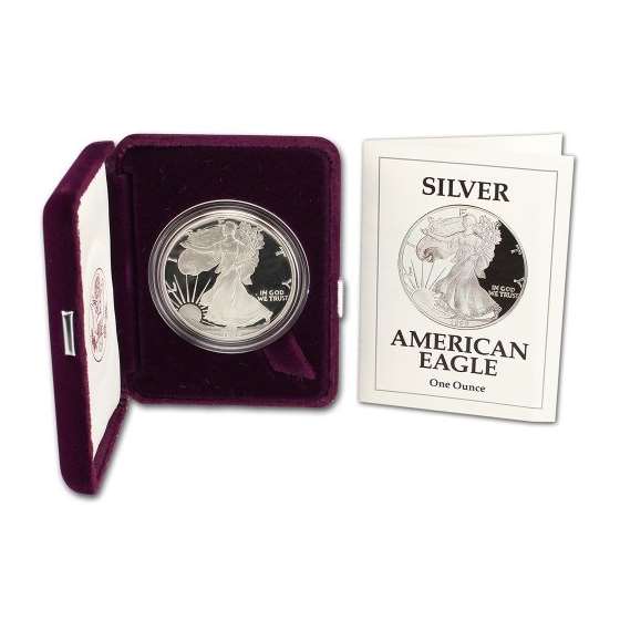 1992 S American Silver Eagle Proof 1 OGP US Mint