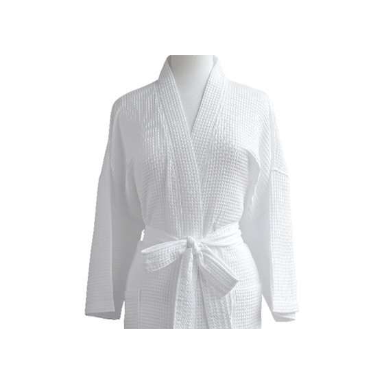 Waffle Weave Spa Robe Made In Turkey-White