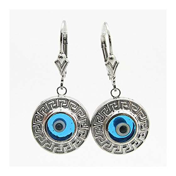 Ladies 925 Sterling Silver Evil Eye Dangle Earring