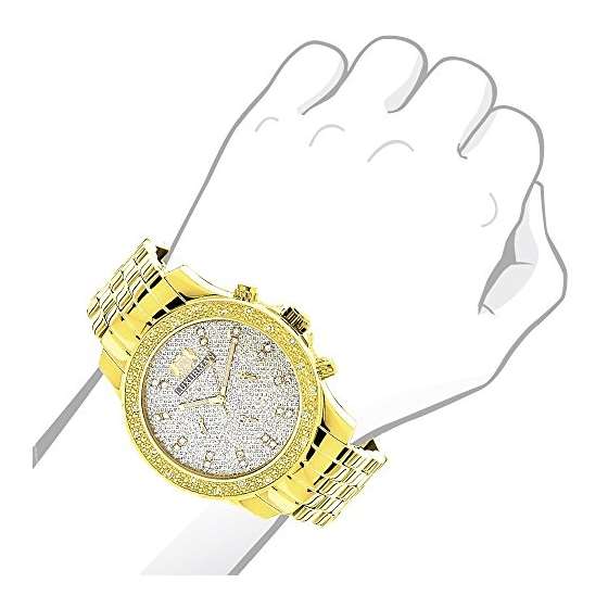 Mens Diamond Watch 0.25Ct Yellow Gold Tone-3