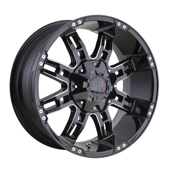 H103, 17x9, Black, Milled Window, Milled Rivet, -1