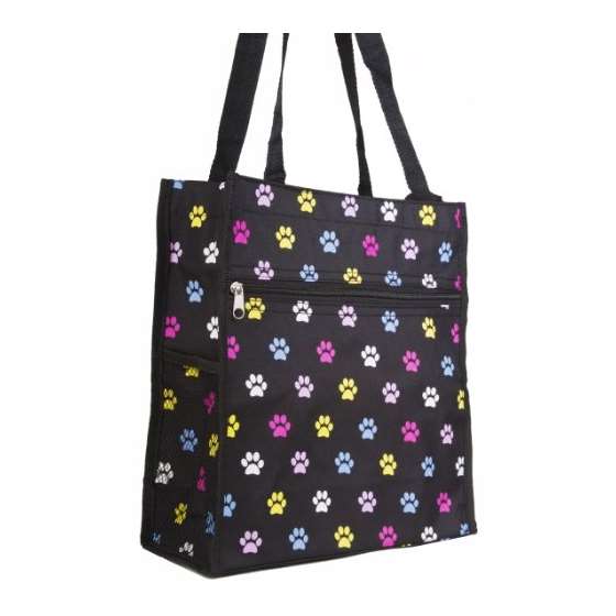 Multicolor Pawprint Travel Tote Bag 12-Inch