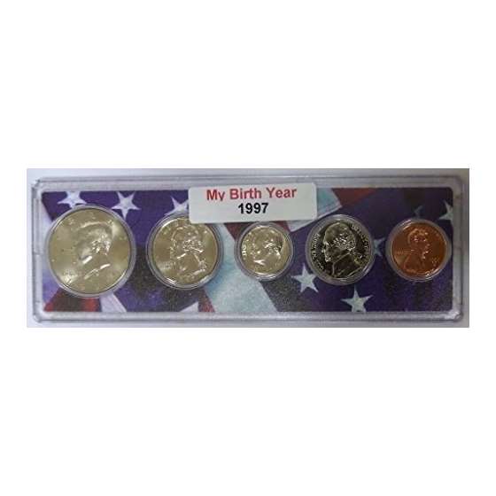 1997-5 Coin Birth Year Set In American Flag Holder