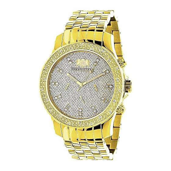 Mens Diamond Watch 0.25Ct Yellow Gold Tone