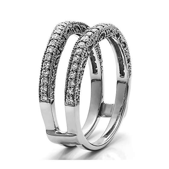 10K Gold Man Made Diamonds Contour Ring Guard Vi-3