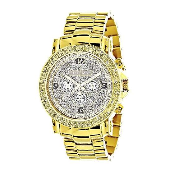 Mens Oversized Diamond Watch 0.25Ct Yellow Gold