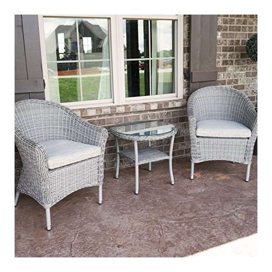 Pleasant Bay 3-Piece Outdoor Wicker Patio Bistro S