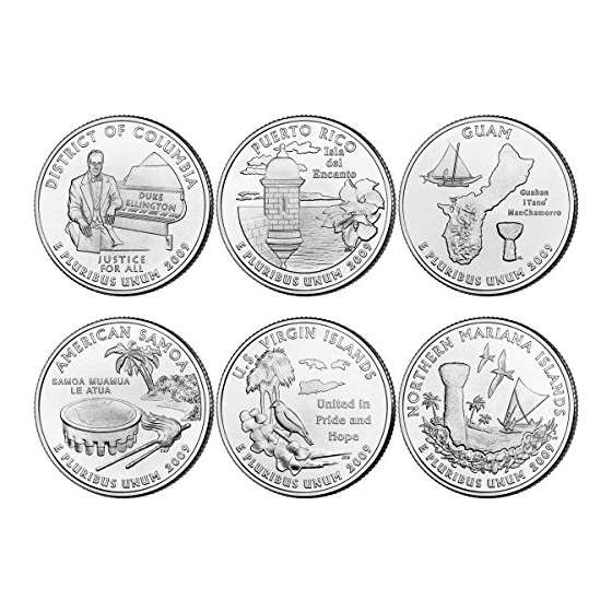 2009 D BU D.C. And Territory Quarters-6 Coin Set U