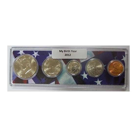 2012-5 Coin Birth Year Set In American Flag Holder