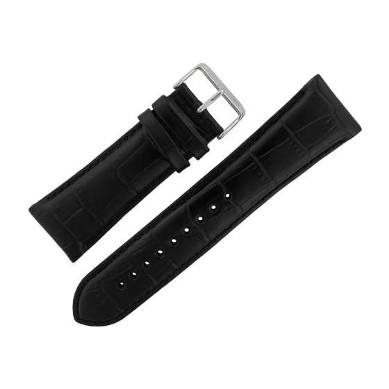 Assorted Watch Strap 28Mm Alligator Print Black Le