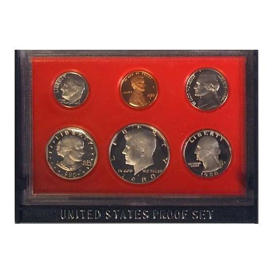 1980 Us Mint Proof 6 Coin Set Original Box