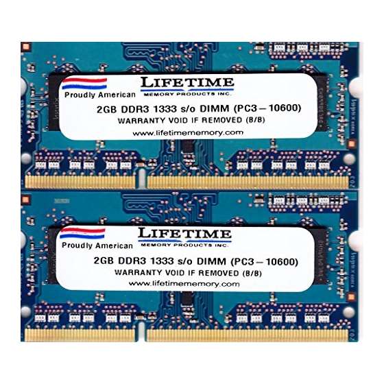 4GB DDR3 1333 PC3-10600 CL9 SODIMM KIT, TWO 2GB Mo