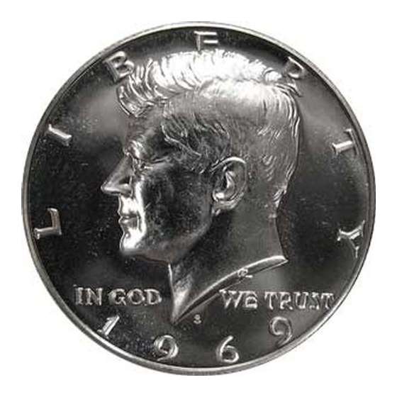 1969 S SILVER Gem Proof Kennedy Half Dollar US Coi