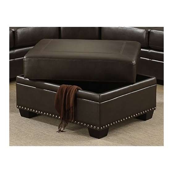 Louis Traditional Brown Storage Ottoman