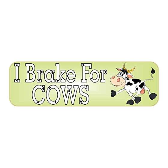 10In X 3In I Brake For Cows Bumper Sticker Vinyl W