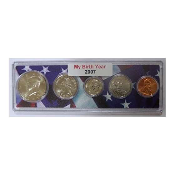 2007-5 Coin Birth Year Set In American Flag Holder