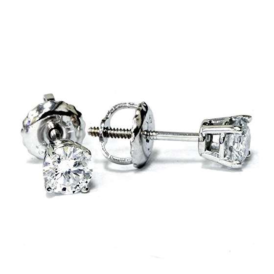 1/3Ct Excellent Cut Diamond Studs With Screw Bac-3