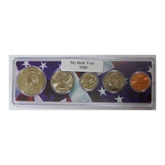 2000-5 Coin Birth Year Set In American Flag Holder