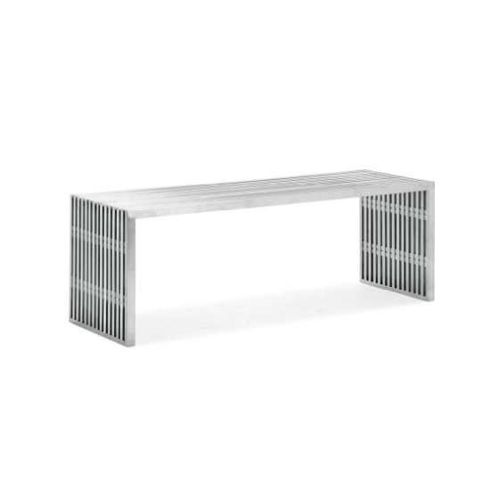 Modern Novel Double Bench, Brushed Stainless Steel