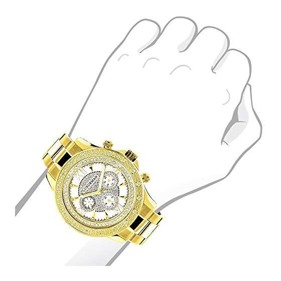 Yellow Gold Tone Mens Diamond Watch 0.2Ct-3