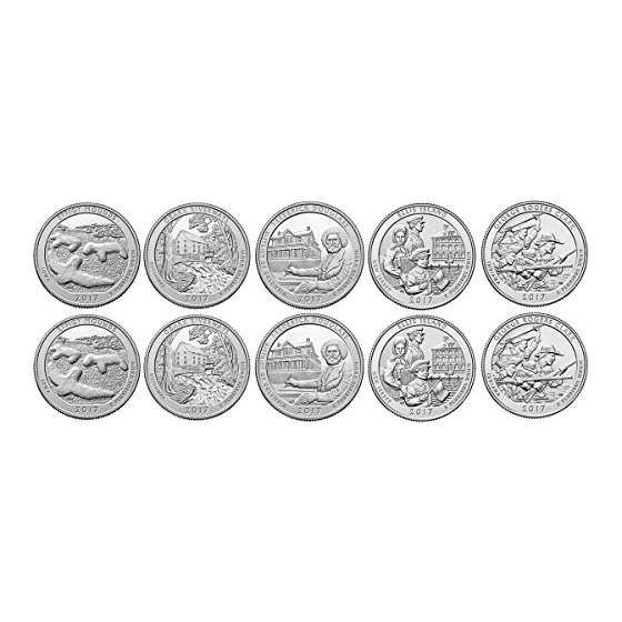 2017 P BU National Parks Quarters-5 Coin Set Uncir