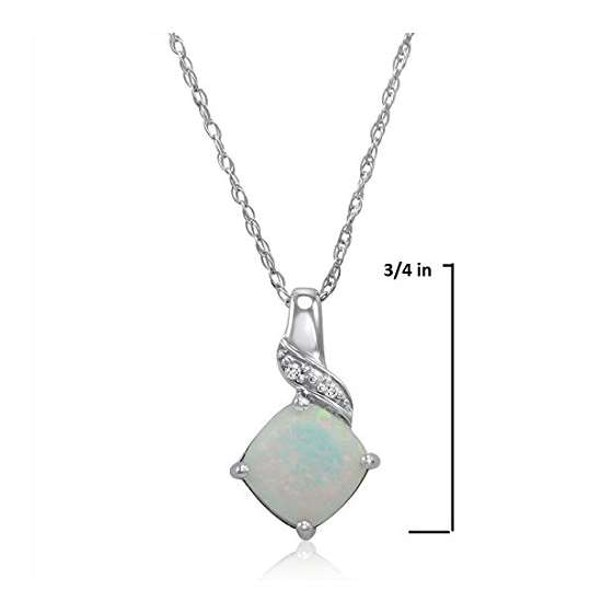 Sterling Silver Created Opal And Diamond Pendant-3