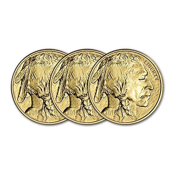 2018 American Gold Buffalo 1 Oz Three Coins Brilli