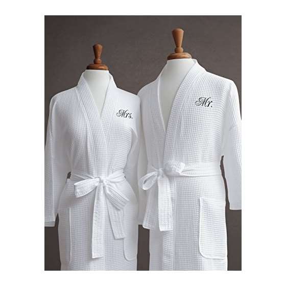 Mr. Mrs. Couples Waffle Weave Bathrobe Set-100 Egy