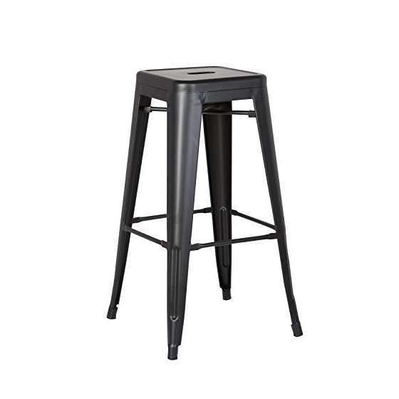 Backless Metal Barstool, Matte Black, 30 -Inch, Se