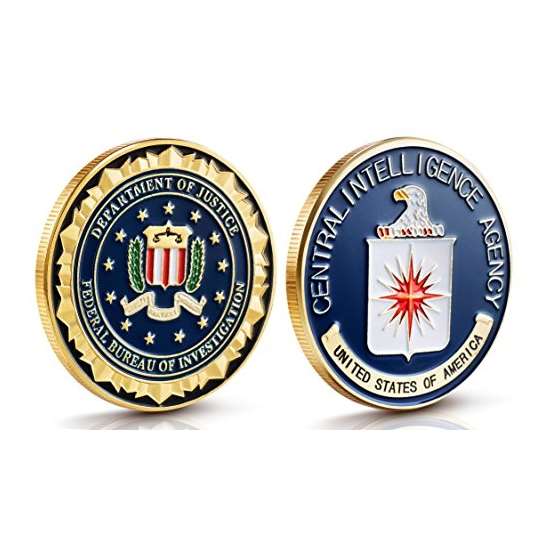 FBI CIA Challenge Coin Set-Gold Plated Stunning De