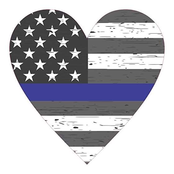 4In X 4In Rustic Heart Blue Lives Matter Sticker C