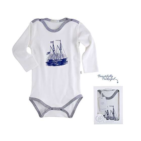 Turkish Cotton Sailboat Long Sleeve Onesies In Gif