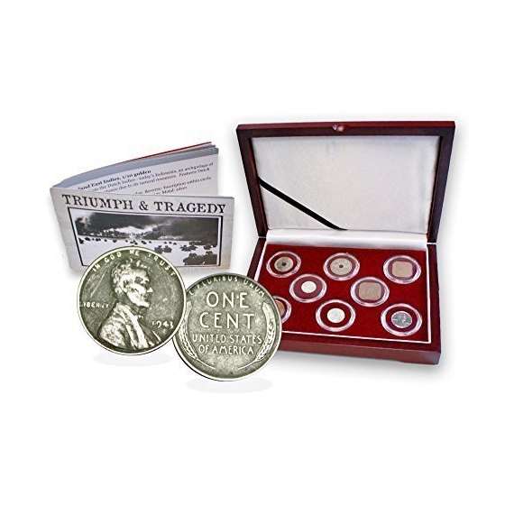 1945 WW II Pacific Theater 8 Coin Presentation Box