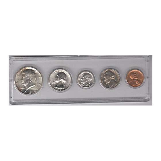 1964 Birth Year Coin Set 5 Coins-Silver Half Dolla