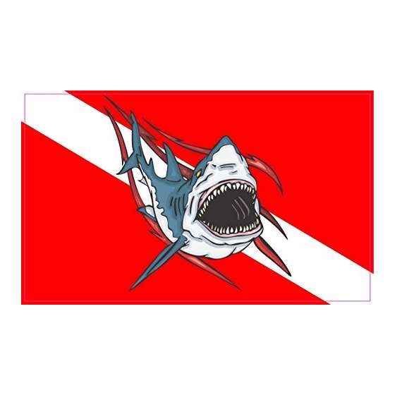 5In X 3In Full Color Shark Diver Down Flag Bumper