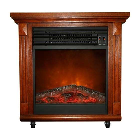 Compact Cherry Oak Electric Fireplace With Caster