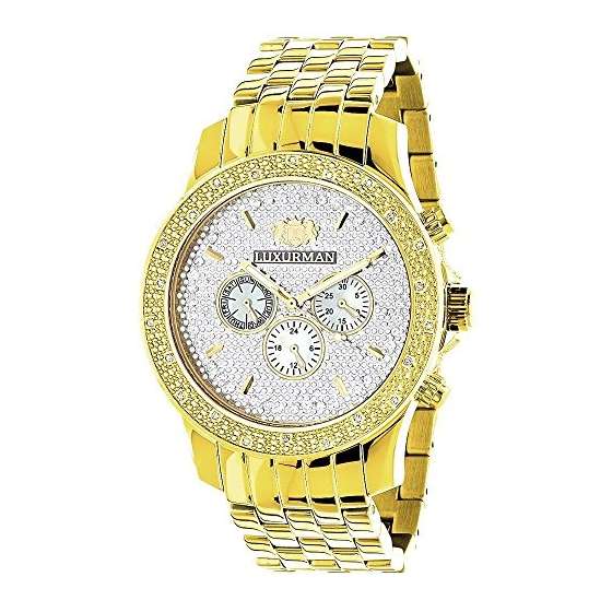 Yellow Gold Tone Watches: Mens Diamond Watch 0.25C